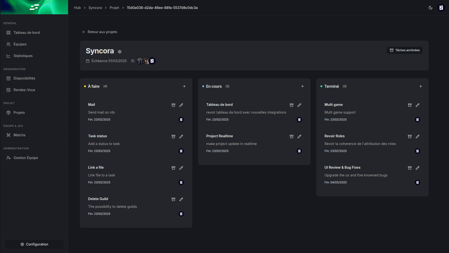 Gestion de projets esport