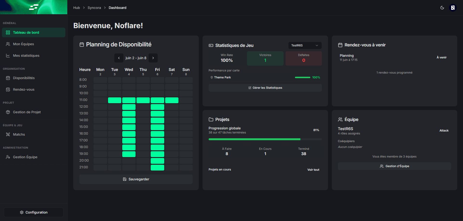 Syncora App Dashboard